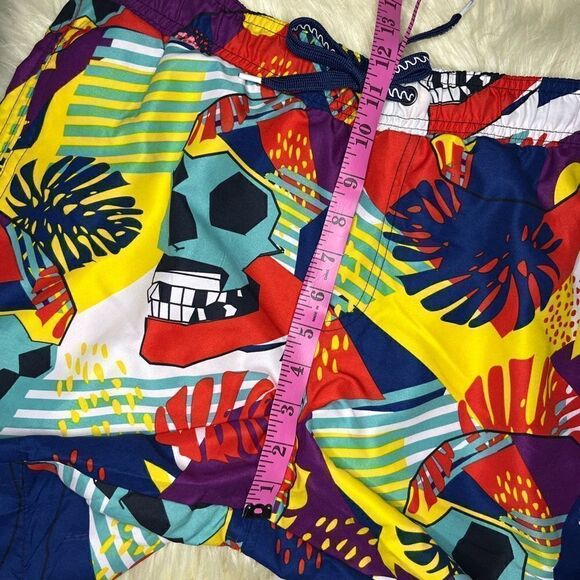 Surf Society swimwear multi colored skull trunks sz Medium - Picture 5 of 6